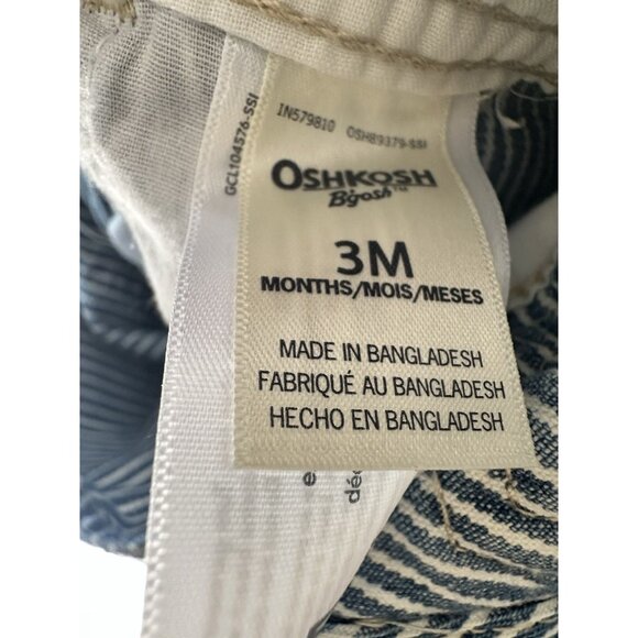 Osh Kosh B’Gosh Sz 3 Months Vintage Conductor Striped Overalls Infant - Picture 4 of 5